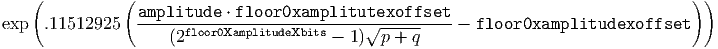 ( ( ))
amplitude ⋅ floor0xamplitutexoffset
exp .11512925 ------floor0xamplitudexbits-----√----------- floor0xamplitudexoffset
(2 - 1) p + q